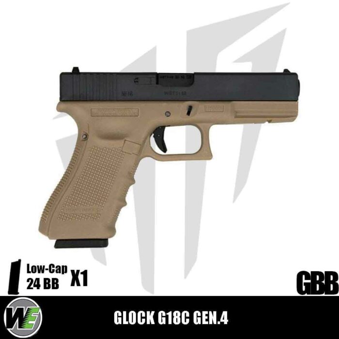 WE Glock G18C ASG Gen.4 Full Otomatik & Yarı Otomatik Airsoft Tabanca – Yarım Tan