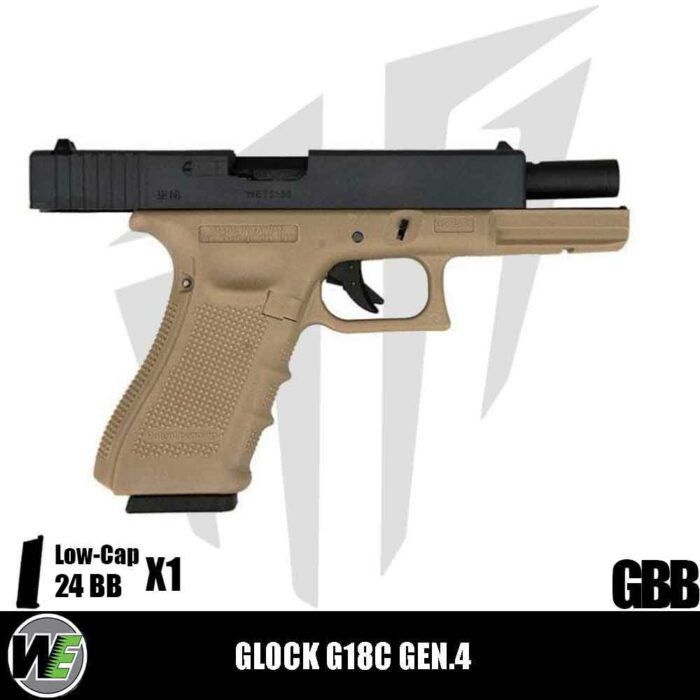 WE Glock G18C ASG Gen.4 Full Otomatik & Yarı Otomatik Airsoft Tabanca – Yarım Tan