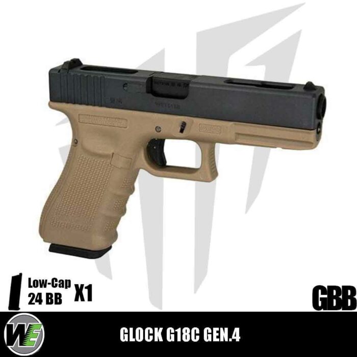 WE Glock G18C ASG Gen.4 Full Otomatik & Yarı Otomatik Airsoft Tabanca – Yarım Tan