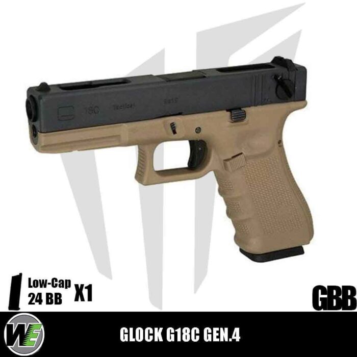 WE Glock G18C ASG Gen.4 Full Otomatik & Yarı Otomatik Airsoft Tabanca – Yarım Tan