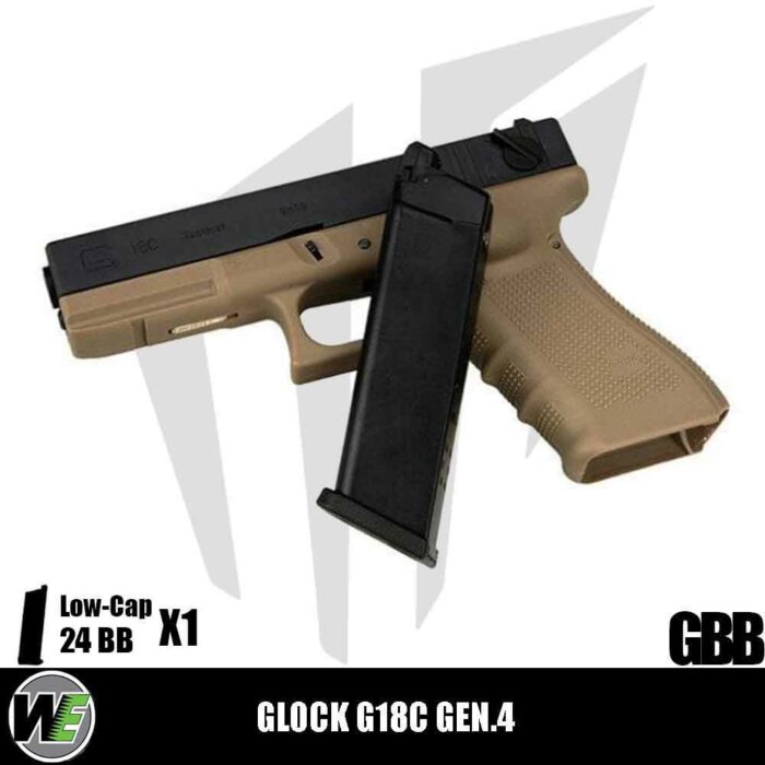 WE Glock G18C ASG Gen.4 Full Otomatik & Yarı Otomatik Airsoft Tabanca – Yarım Tan