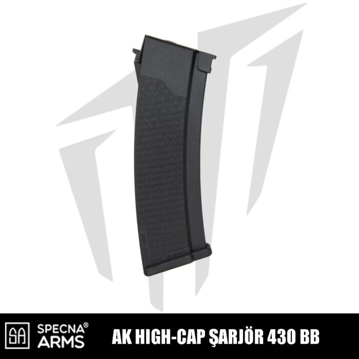 Specna Arms AK-J Serisi Airsoft Tüfekleri İçin High-Cap 430 BB’lik Airsoft Şarjör – Siyah
