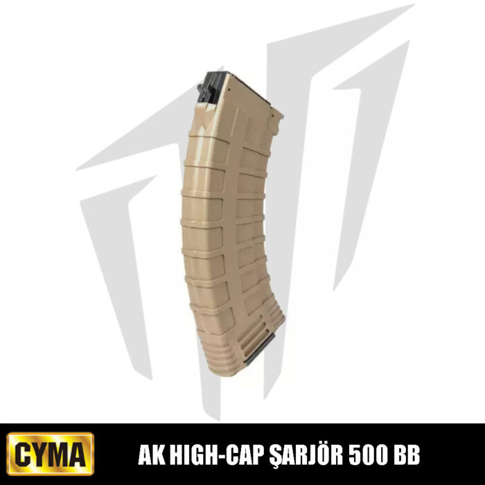 Cyma AK Airsoft Tüfekleri İçin High-Cap 500 BB’lik Airsoft Şarjör – Tan