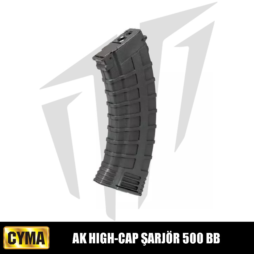 Cyma AK Airsoft Tüfekleri İçin High-Cap 500 BB’lik Airsoft Şarjör - Siyah