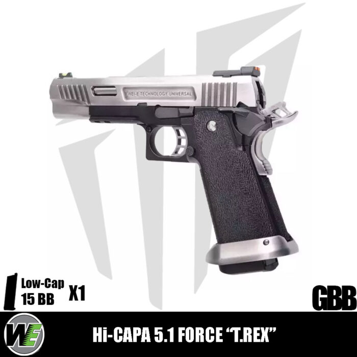 WE Hi-Capa 5.1 Force “T.REX” Airsoft Tabanca – Gümüş