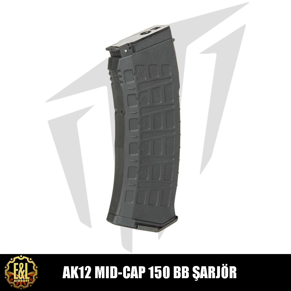 E&L AK12 Mid-Cap 150BB’lik Airsoft Şarjörü – Siyah
