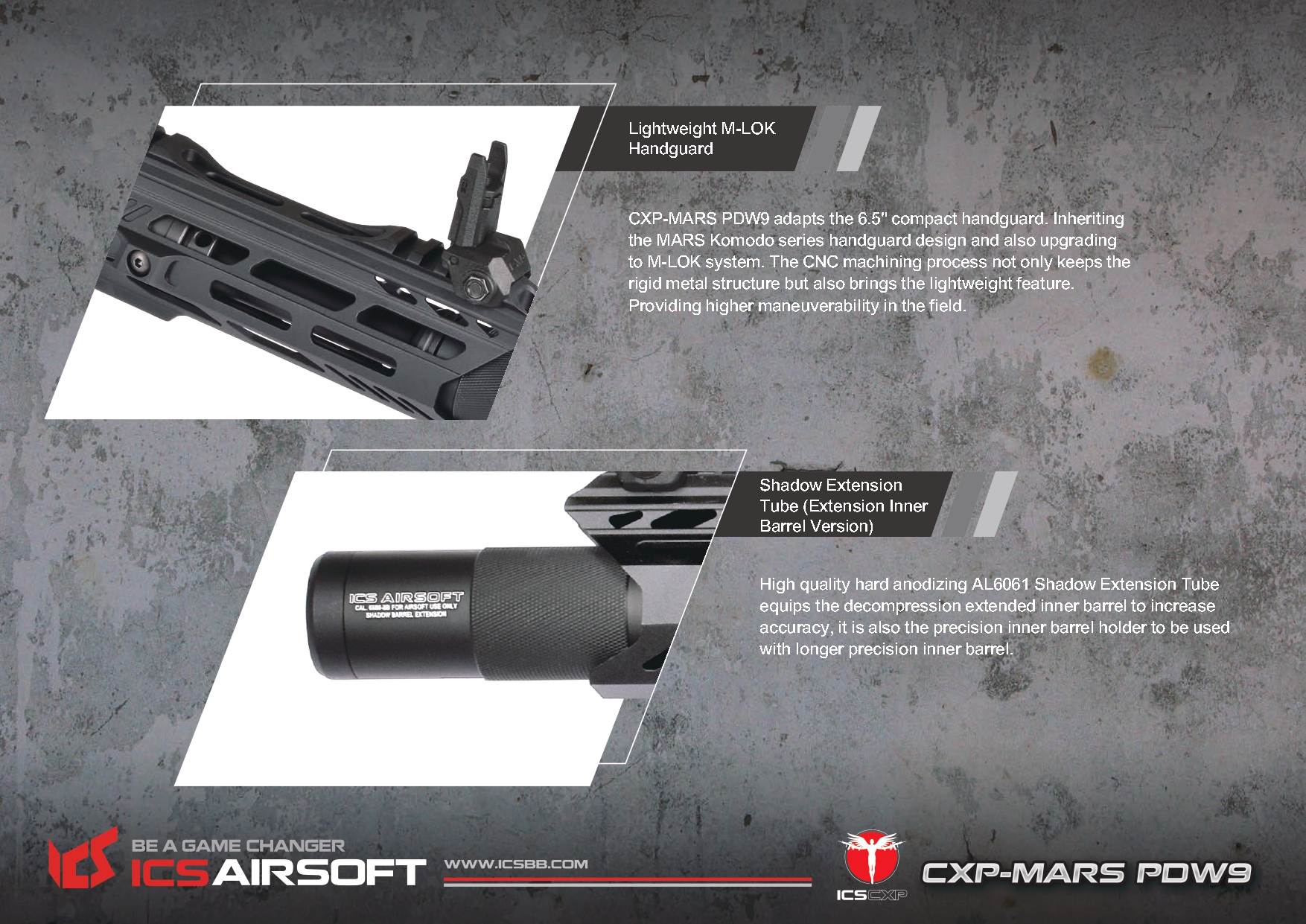 ICS Airsoft CXP-MARS PDW9 S3 Airsoft Tüfeği – Siyah