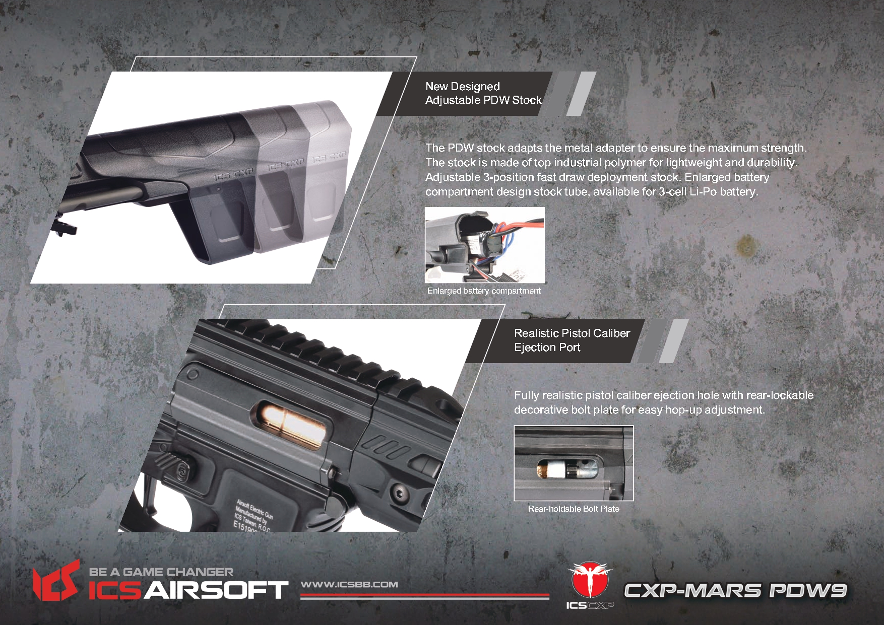 ICS Airsoft CXP-MARS PDW9 S3 Airsoft Tüfeği – Siyah