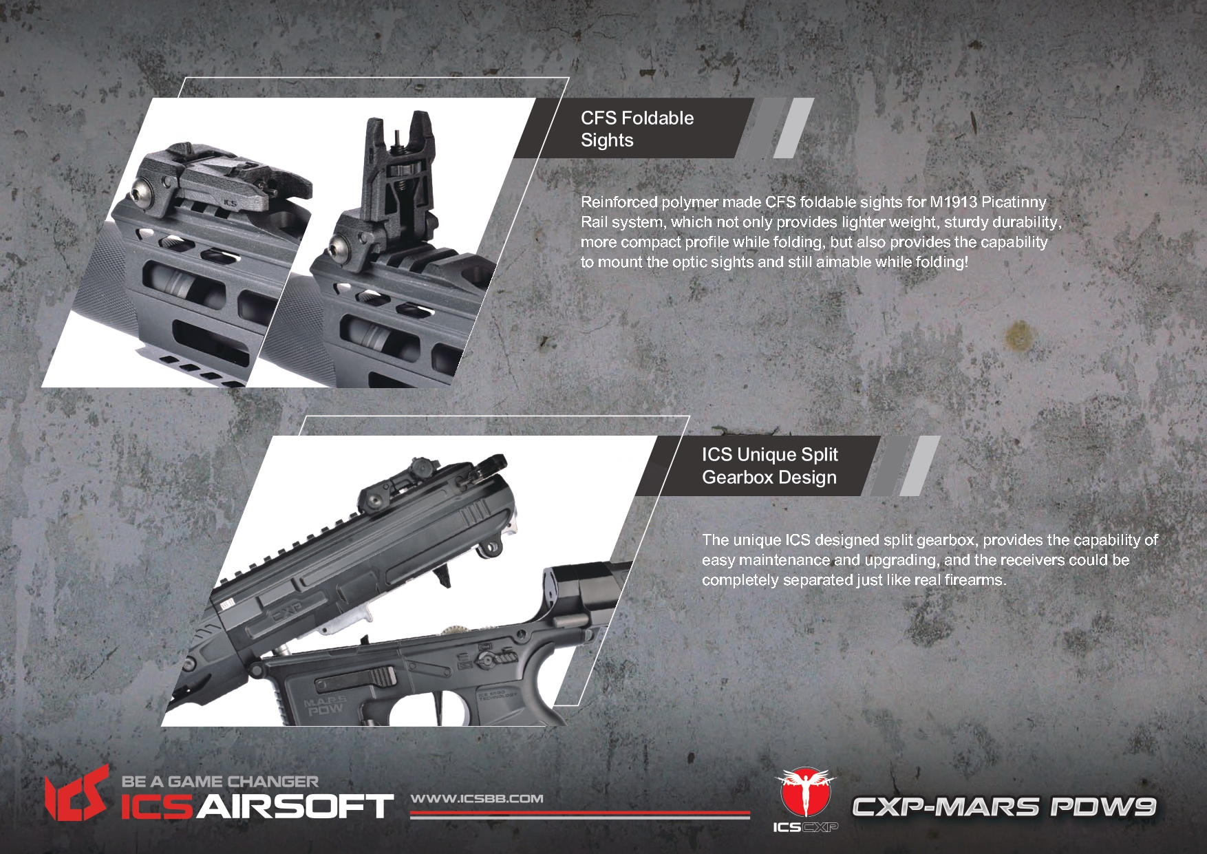 ICS Airsoft CXP-MARS PDW9 S3 Airsoft Tüfeği – Siyah