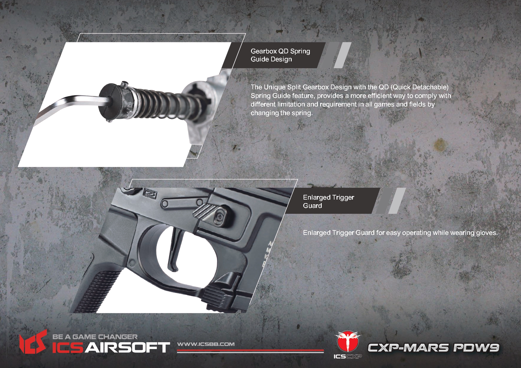 ICS Airsoft CXP-MARS PDW9 S3 Airsoft Tüfeği – Siyah