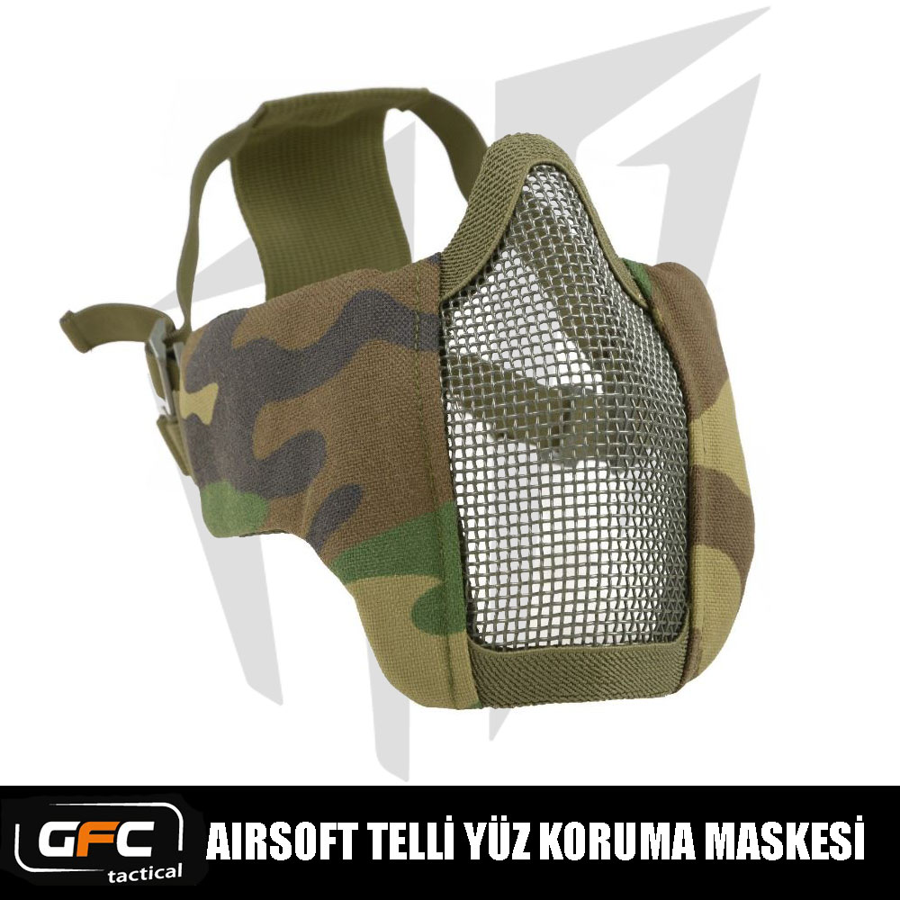 GFC Tactical Airsoft Telli Yüz Koruma Maskesi – Woodland GFC Tactical Airsoft Telli Yüz Koruma Maskesi – Woodland