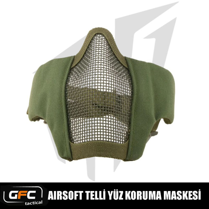 GFC Tactical Airsoft Telli Yüz Koruma Maskesi – Yeşil