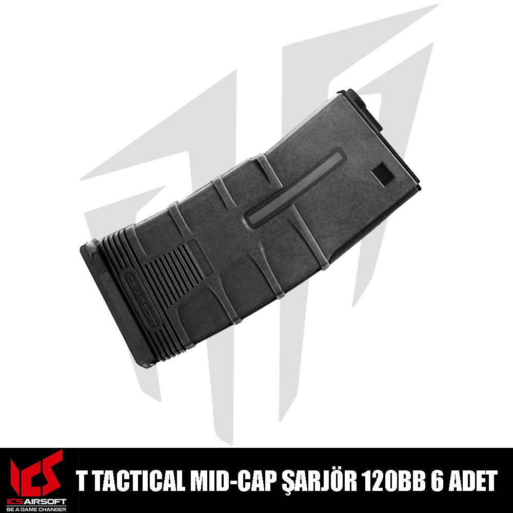 ICS T Tactical Şarjör Seti Mid-Cap 120BB 6'lı – Siyah