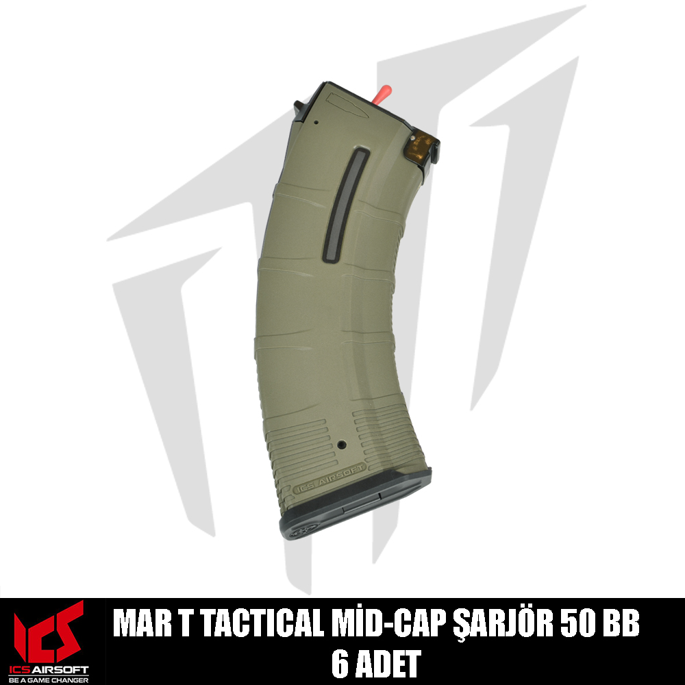 ICS MARＴ Tactical Mid-Cap Airsoft Şarjör 50BB 6 Adet – Yeşil