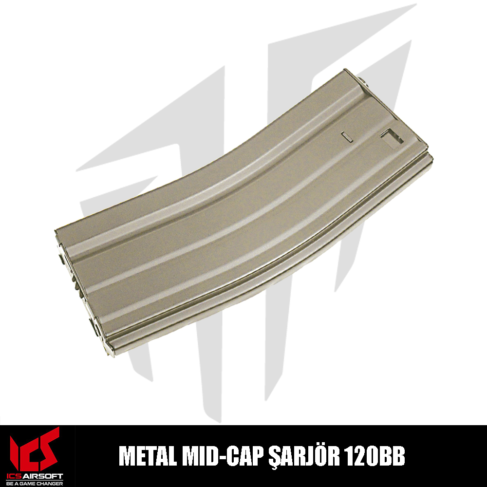 ICS Metal MID-CAP Airsoft Şarjör 120BB’Lik – Tan