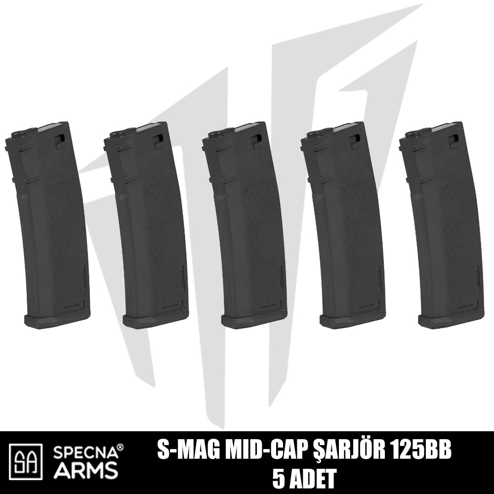 Specna Arms M4/M16 Airsoft Tüfekleri İçin S-Mag Mid-Cap 125 BB Airsoft Şarjör - Siyah