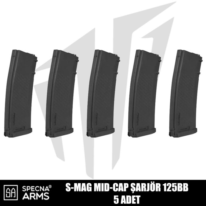 Specna Arms M4/M16 Airsoft Tüfekleri İçin S-Mag Mid-Cap 125 BB Airsoft Şarjör - Siyah