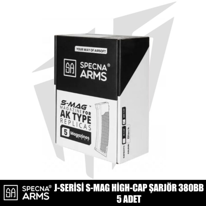 Specna Arms J-Serisi Airsoft Tüfekleri İçin 5’li S-Mag High-Cap 380 BB Şarjör Seti – Siyah