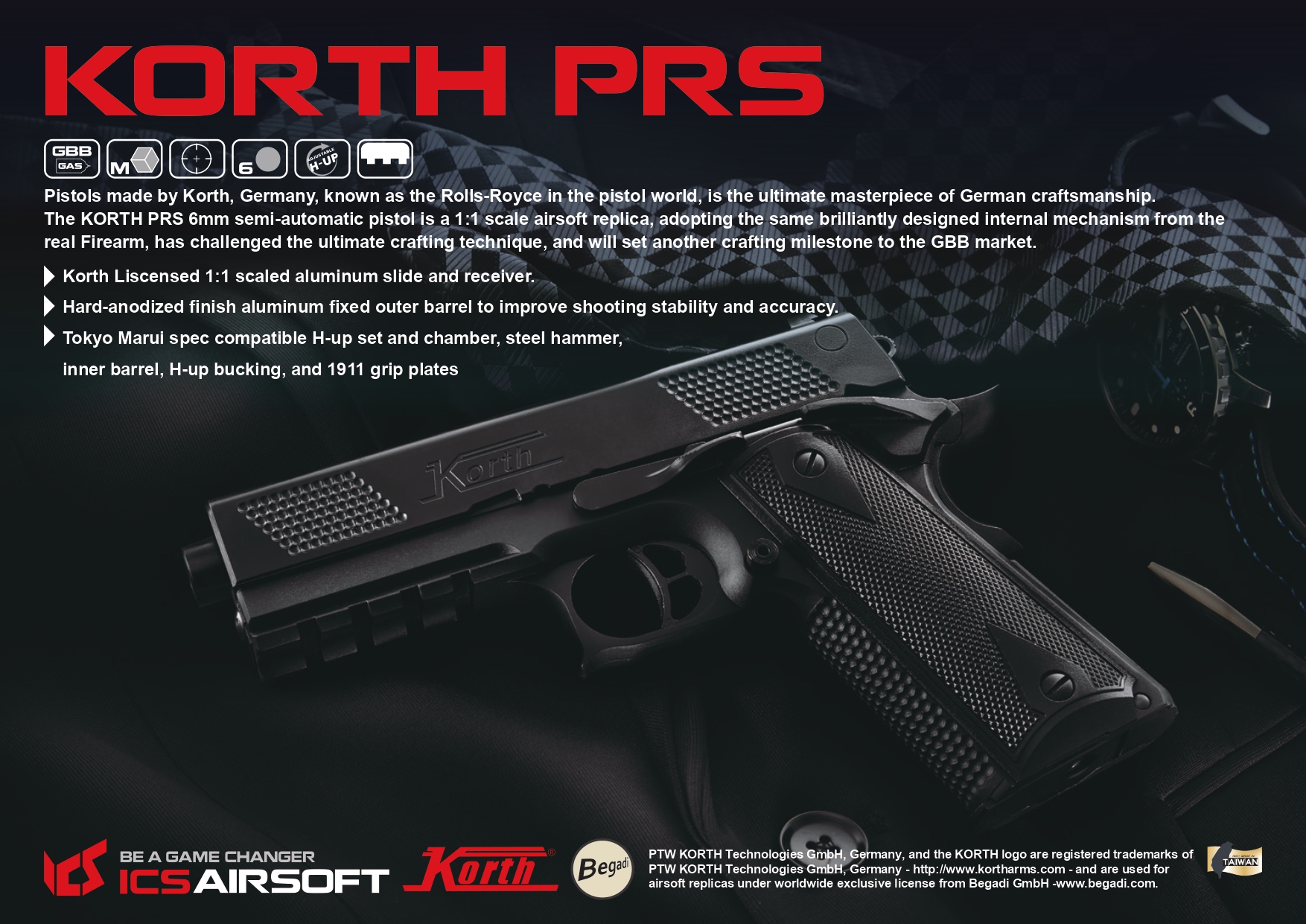 ICS Airsoft KORTH PRS Airsoft Tabanca – Siyah