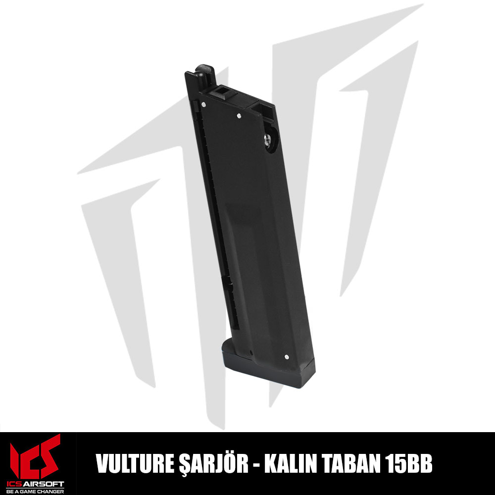 ICS Airsoft Vulture Şarjör - Kalın Taban Low-Cap 15BB”Lik Airsoft Şarjör