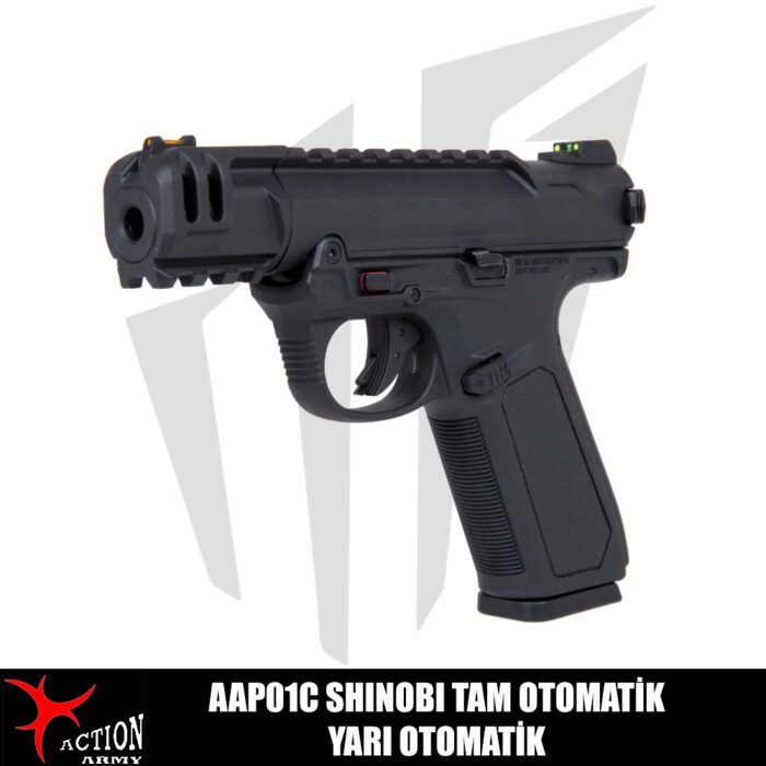 Action Army AAP01C Shinobi Tam Otomatik / Yarı Otomatik Airsoft Tabanca – Siyah
