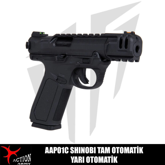 Action Army AAP01C Shinobi Tam Otomatik / Yarı Otomatik Airsoft Tabanca – Siyah