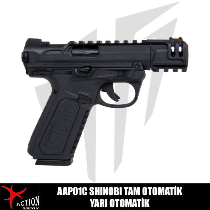Action Army AAP01C Shinobi Tam Otomatik / Yarı Otomatik Airsoft Tabanca – Siyah