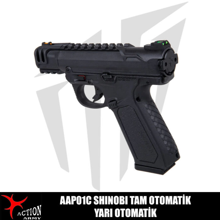 Action Army AAP01C Shinobi Tam Otomatik / Yarı Otomatik Airsoft Tabanca – Siyah