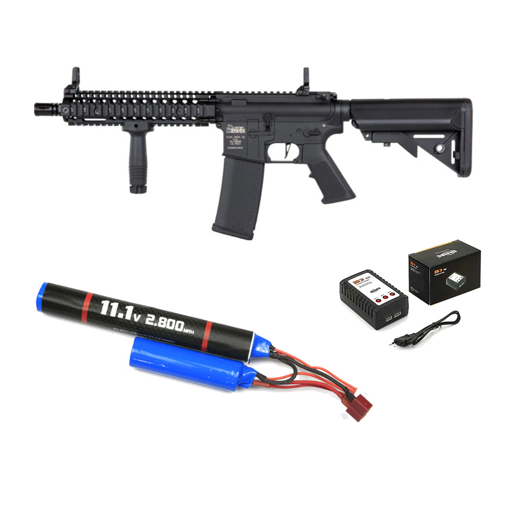 Specna Arms SA-C19 CORE™ Airsoft Tüfeği Daniel Defense® HAL ETU™ – Siyah – Armorion 11.1V 2800Mah – T Plug – B3 Pro Şarj Aleti
