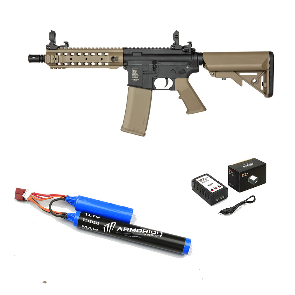 Specna Arms SA-F01 FLEX GATE X-ASR Airsoft Tüfeği – Yarım Tan – Armorion 11.1V 2800Mah – T Plug – B3 Pro Şarj Aleti