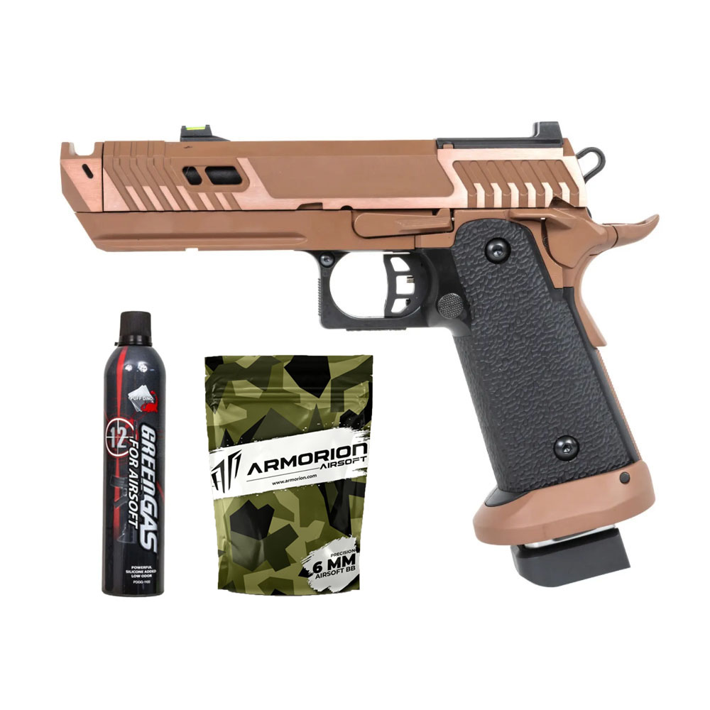 SRC Airsoft Sahara Viper TTI DUAL POWER Airsoft Tabanca – Dark Earth – Armorion Airsoft BB 0.20g – 1kg – Puff Dino Silikonlu Green Gas 600 ML