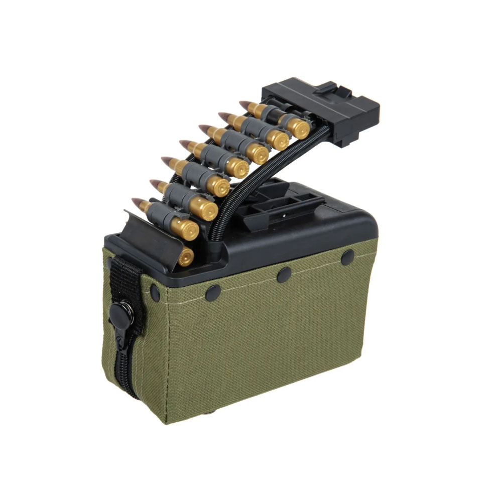 A&K Taklit Mühimmatlı M249 Box 2000BB Elektrikli Airsoft Şarjör - Yeşil