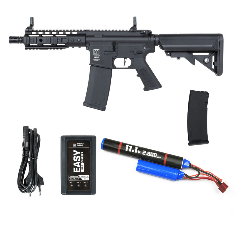 Specna Arms SA-C12 Airsoft Tüfeği CORE™ HAL ETU™ Gen.2 – Siyah – Armorion Lithium-Ion Pil 11.1V 2800Mah 2 Yaprak – T Plug- Specna Arms EASY Li-Po Pil Şarj Cihazı