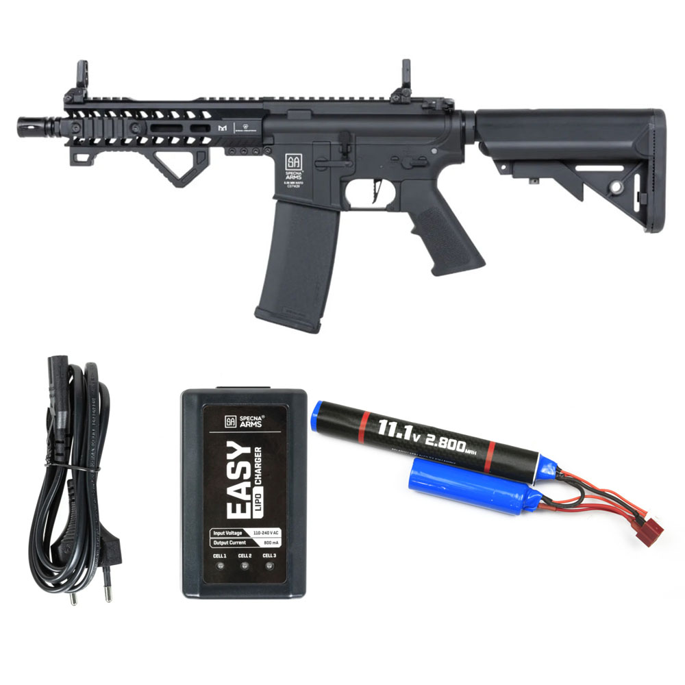 Specna Arms SA-C17 Airsoft Tüfeği CORE™ HAL ETU™ Gen.2 – Siyah- Armorion Lithium-Ion Pil 11.1V 2800Mah 2 Yaprak – T Plug- Specna Arms EASY Li-Po Pil Şarj Cihazı