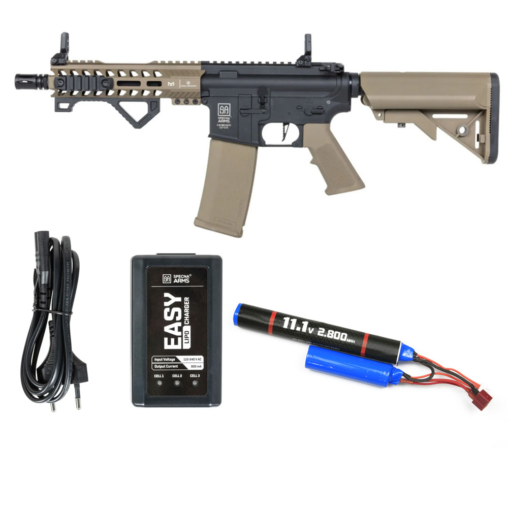 Specna Arms SA-C17 Airsoft Tüfeği CORE™ HAL ETU™ Gen.2 – Yarım Tan- Armorion Lithium-Ion Pil 11.1V 2800Mah 2 Yaprak – T Plug- Specna Arms EASY Li-Po Pil Şarj Cihazı