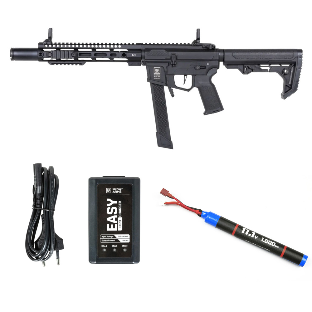 Specna Arms SA-CX02 Airsoft Tüfeği CORE™ HAL ETU Gen.2 – Siyah-Armorion Lithium-Ion Pil 11.1V 1800Mah Çubuk – TPlug- Specna Arms EASY Li-Po Pil Şarj Cihazı