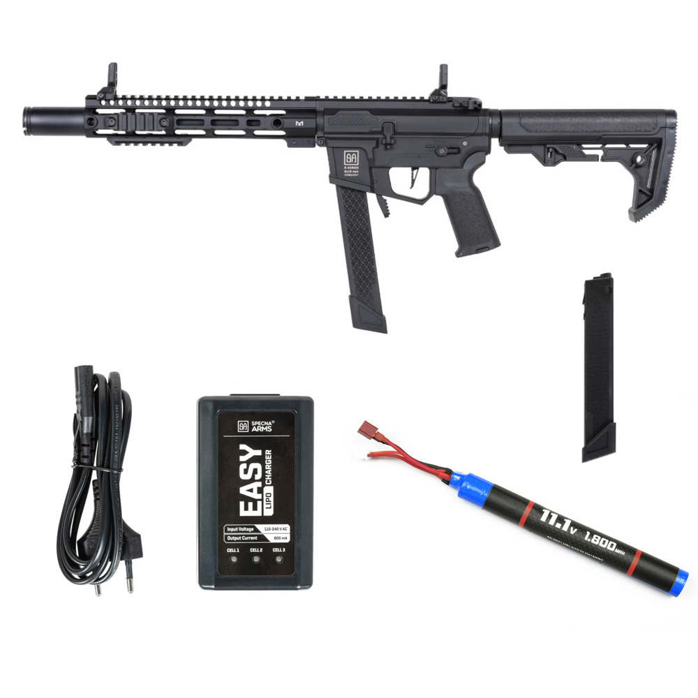 Specna Arms SA-CX02 Airsoft Tüfeği CORE™ HAL ETU Gen.2 – Siyah-Armorion Lithium-Ion Pil 11.1V 1800Mah Çubuk – TPlug- Specna Arms EASY Li-Po Pil Şarj Cihazı
