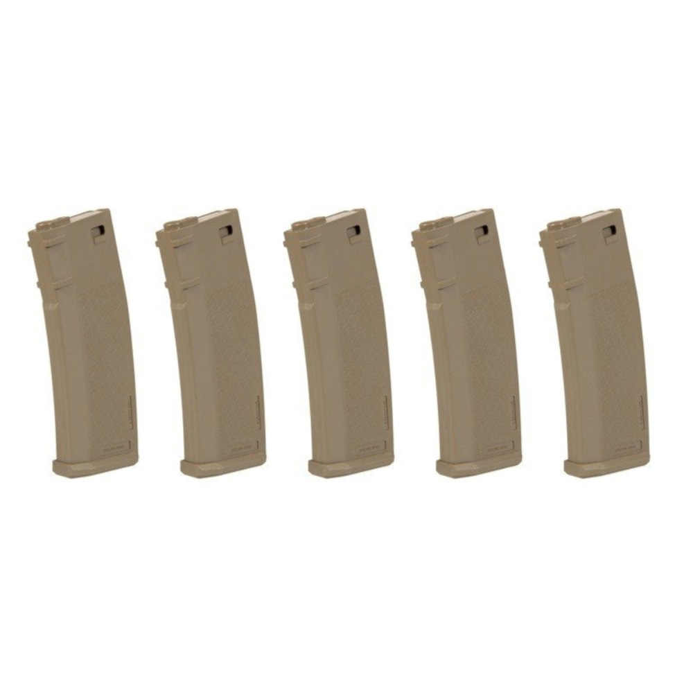Specna Arms 5’li Airsoft Şarjör Seti – Mid-Cap 125 BB S-Mag – M4/M16 Airsoft Tüfekleri – Tan