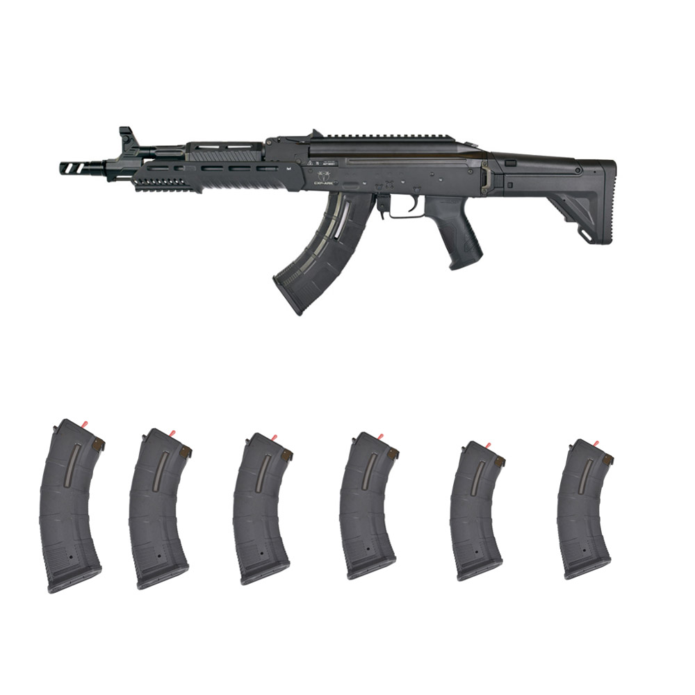 ICS Airsoft CXP-ARK S3 Airsoft Tüfeği – Siyah – ICS MARＴ Tactical Mid-Cap Airsoft Şarjör 50BB 6 Adet