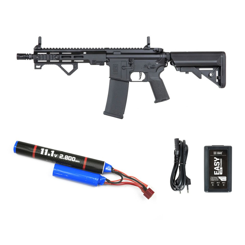 Specna Arms SA-P23 Prime 2.0™ Airsoft Tüfeği Aster II ETU – Siyah – Armorion Lithium-Ion Pil 11.1V 2800Mah 2 Yaprak – T Plug – Specna Arms EASY Li-Po Pil Şarj Cihazı